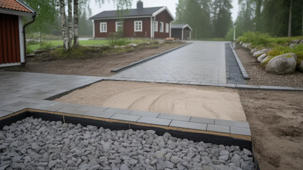 l gga marksten p uppfart och g ng underarbete b rlager s ttsand och fog f r ett h llbart resultat